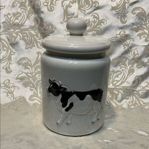 Vintage Otagiri Japan Canister/Cookie Jar with Holstein Cow